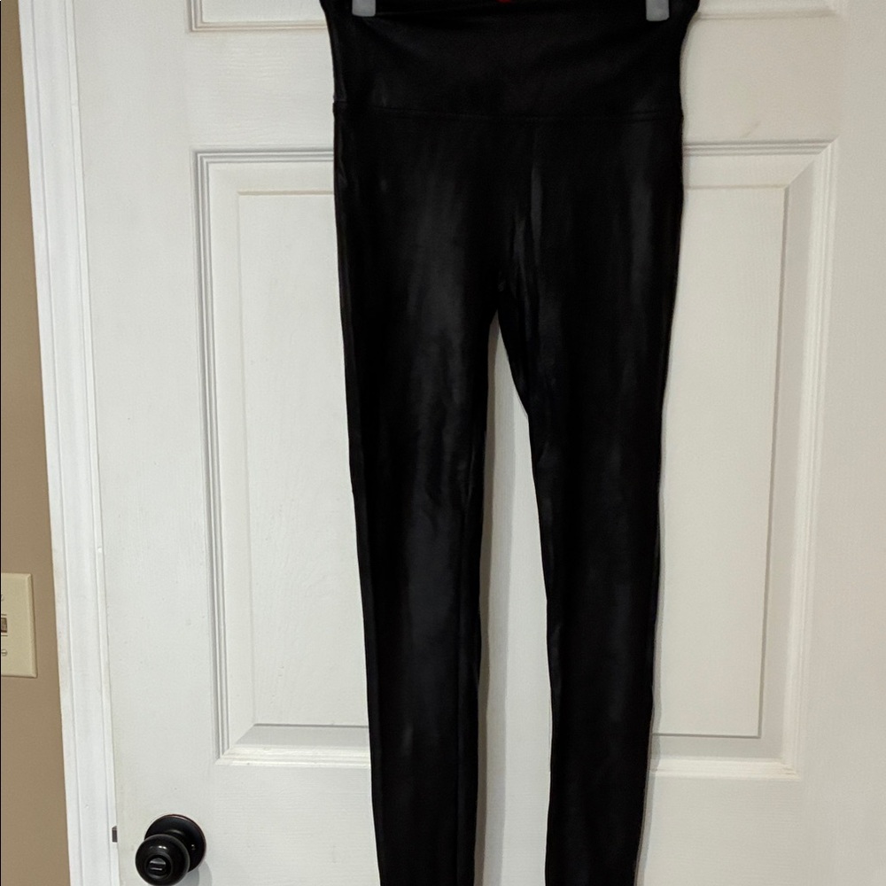 SPANX Shiny Black High-Rise Leggings